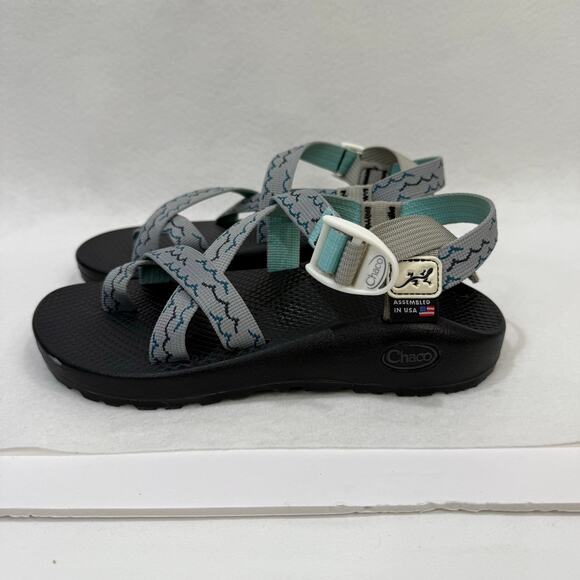 Womens Chaco Z2 Strappy Sandals Outdoor Watershoes Gray Blue Classic Size 7 - Picture 4 of 8